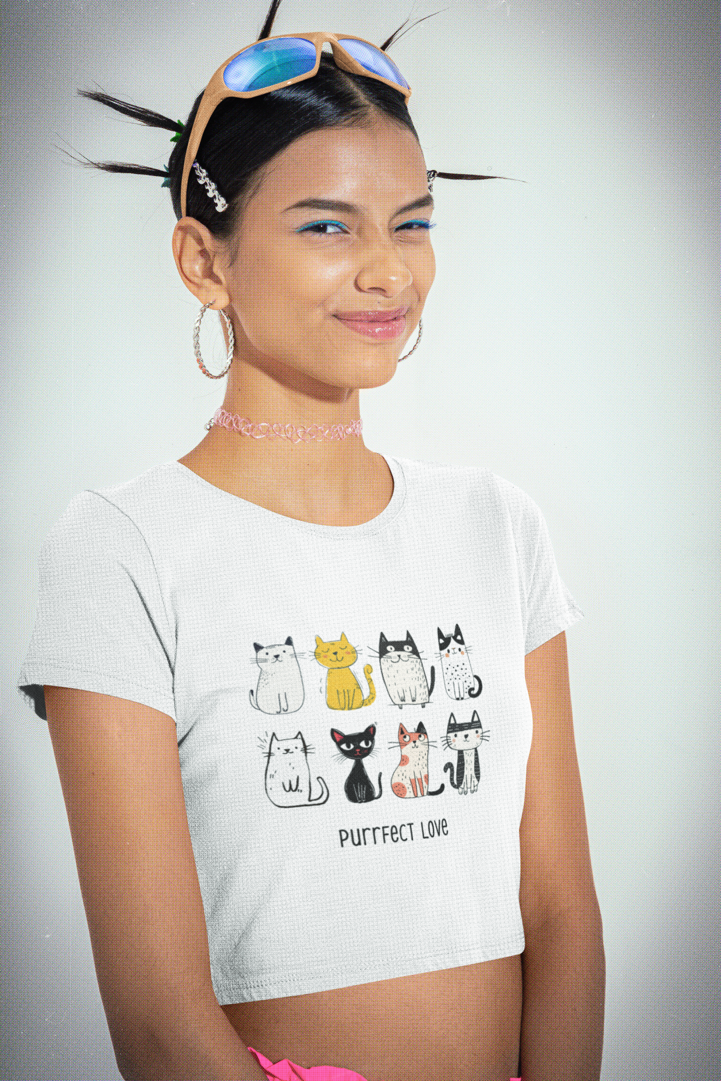 Purrfect Love – Cat Sketch Crop Tee