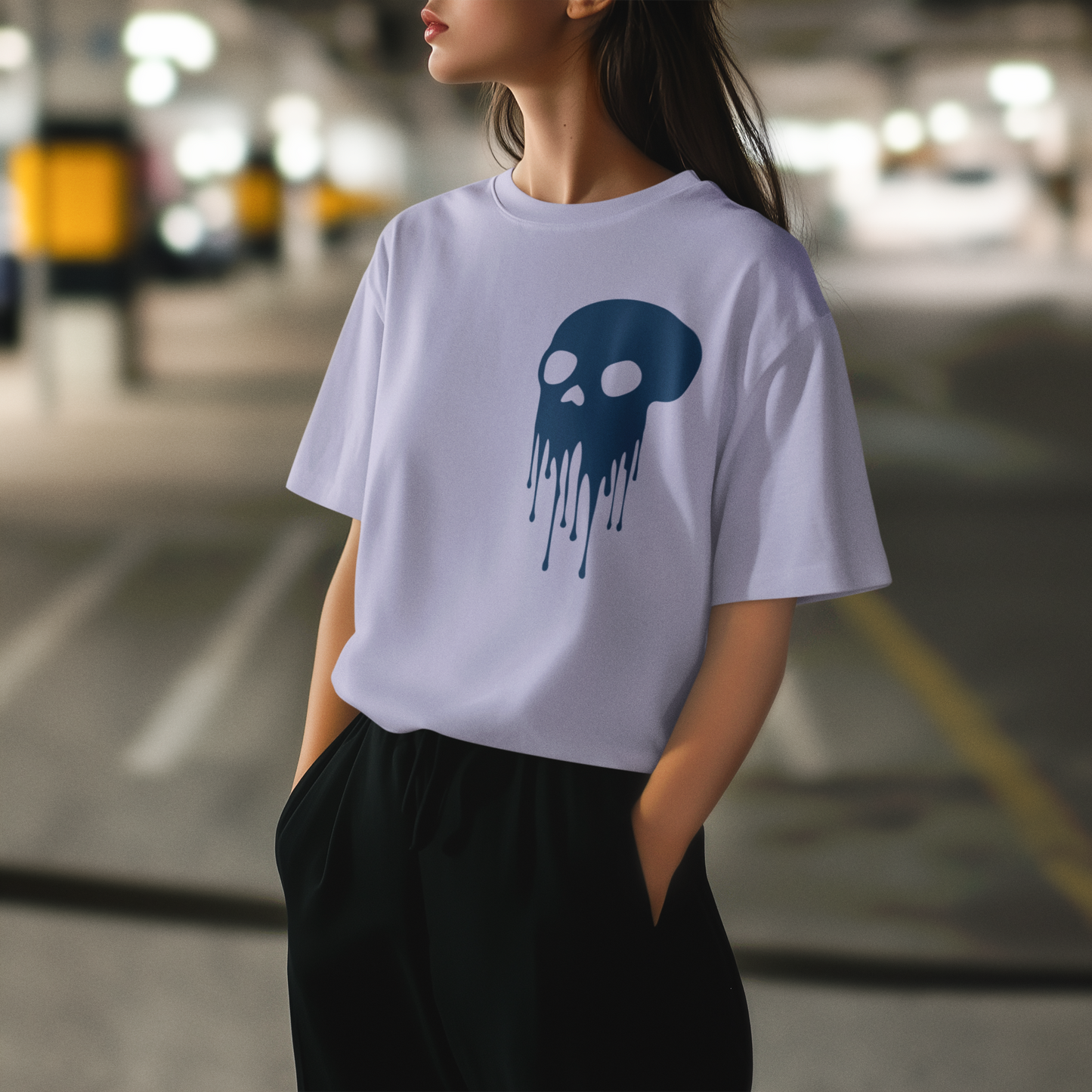 "Meltdown" – Dripping Skull Oversized T-Shirt