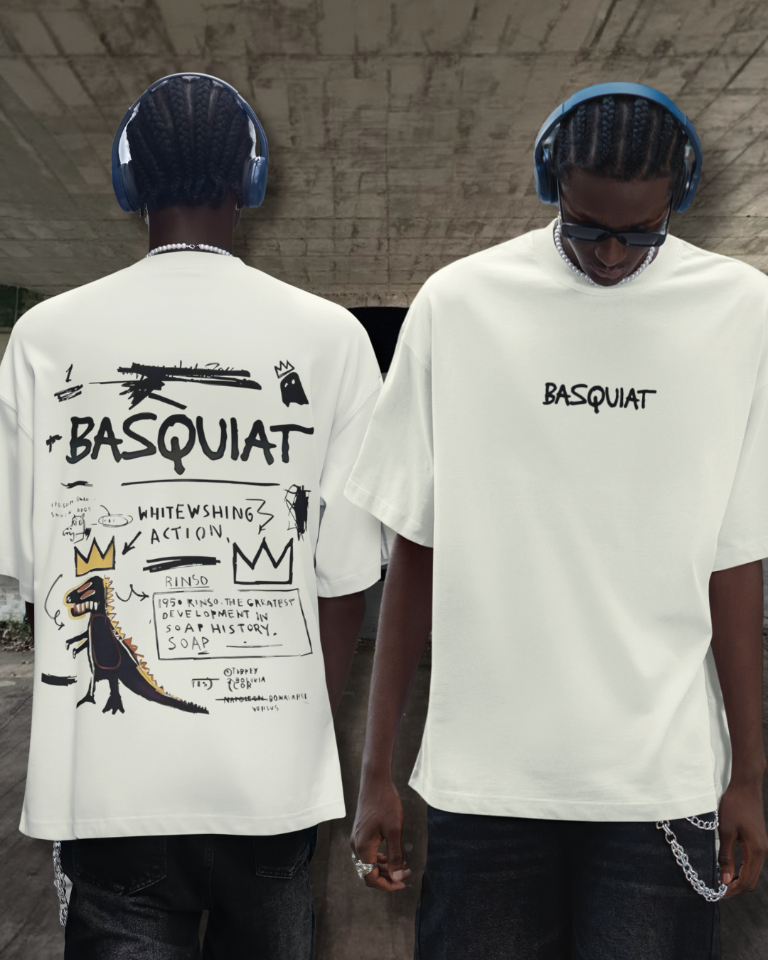 Basquiat Street Graffiti Tee – Off-White Unisex