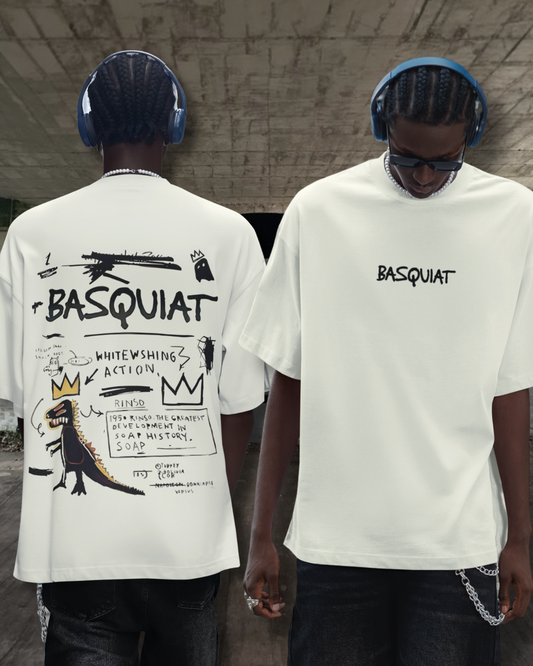 Basquiat Street Graffiti Tee – Off-White Unisex