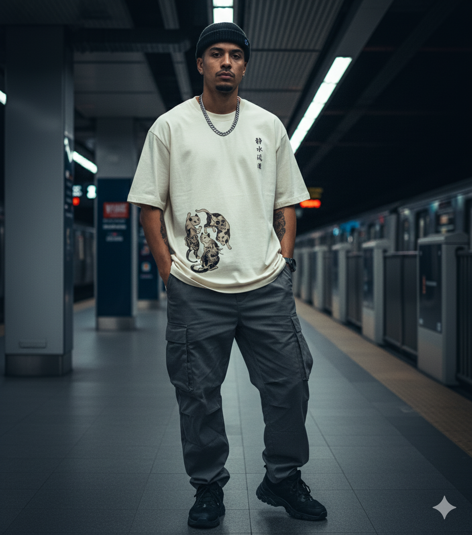 静水流深 (Still Waters Run Deep) – Oversized Heavy Cotton Tee (240 GSM)