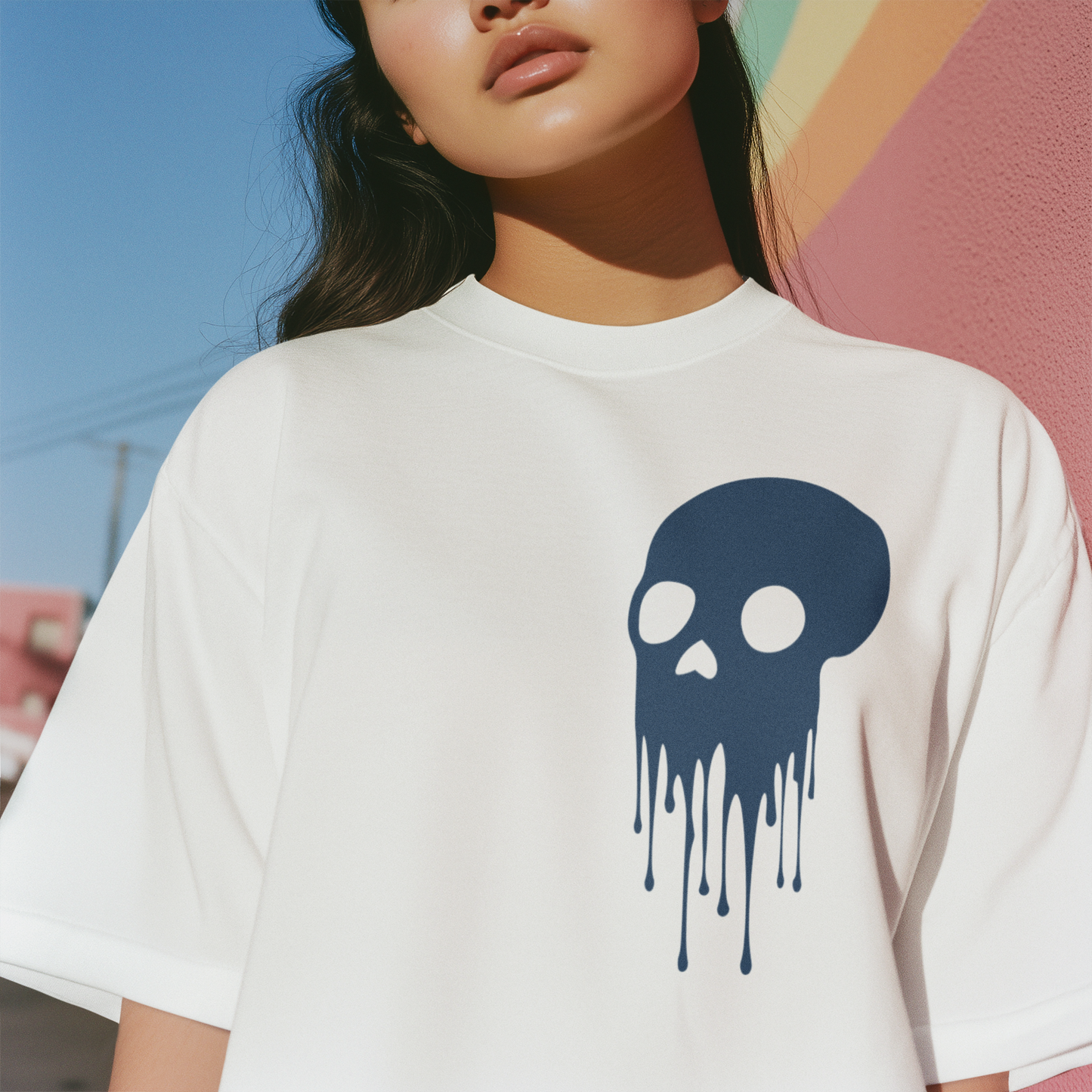 "Meltdown" – Dripping Skull Oversized T-Shirt