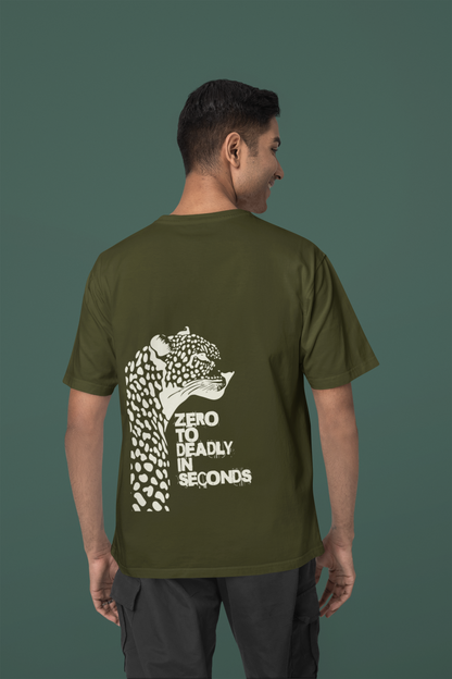Zero To Deadly In Seconds - Olive Oversized Tee