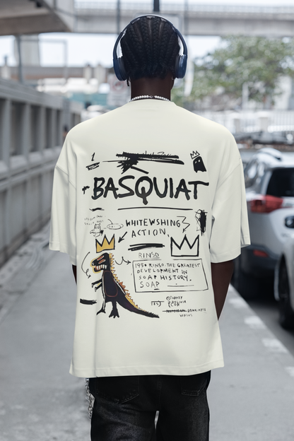 Basquiat Street Graffiti Tee – Off-White Unisex