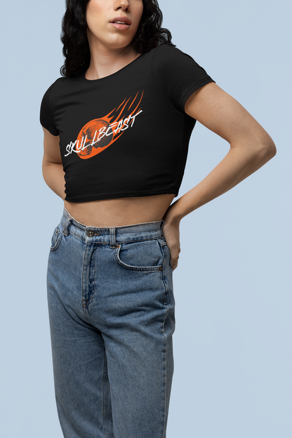 Skullbeast Flame Graphic Crop Top
