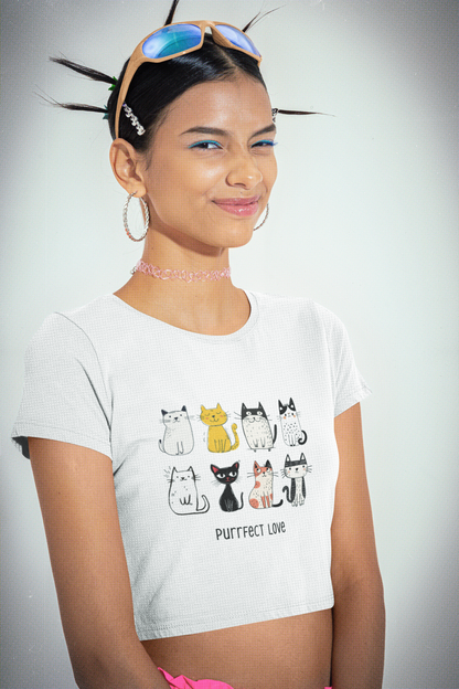 Purrfect Love – Cat Sketch Crop Tee