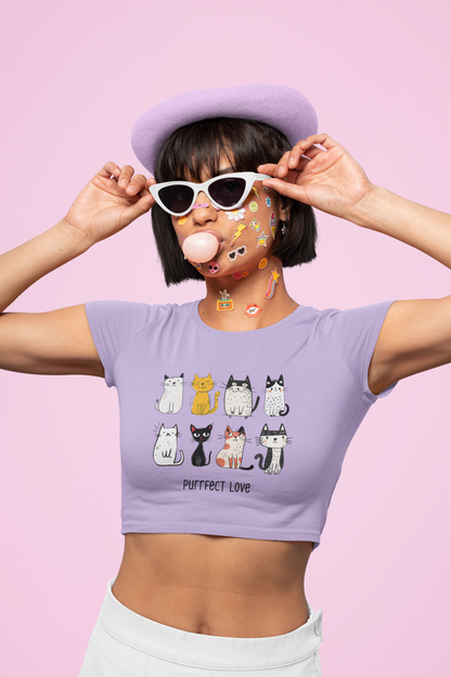 Purrfect Love – Cat Sketch Crop Tee
