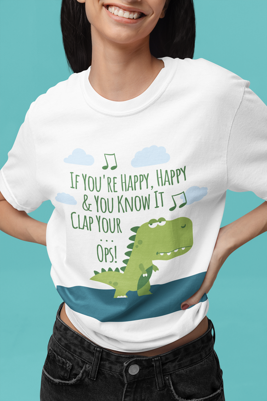 Dino Clap Oops Tee – White Edition