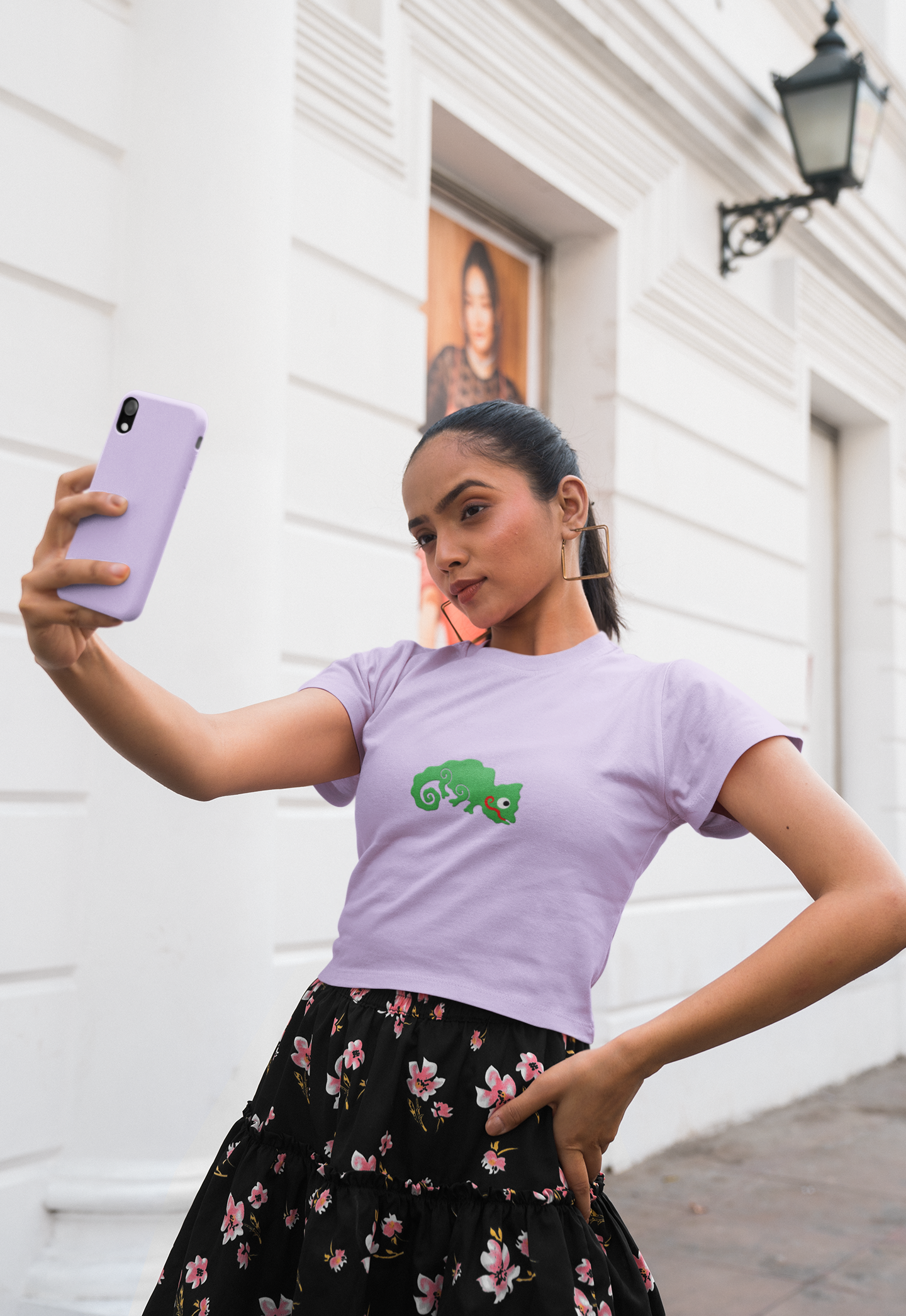 “Chameleon Mode” Lavender | White Embroidered Crop Top