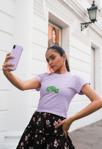“Chameleon Mode” Lavender | White Embroidered Crop Top