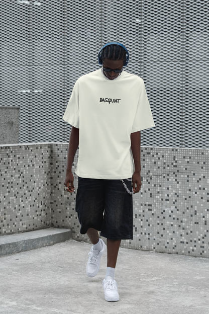 Basquiat Street Graffiti Tee – Off-White Unisex