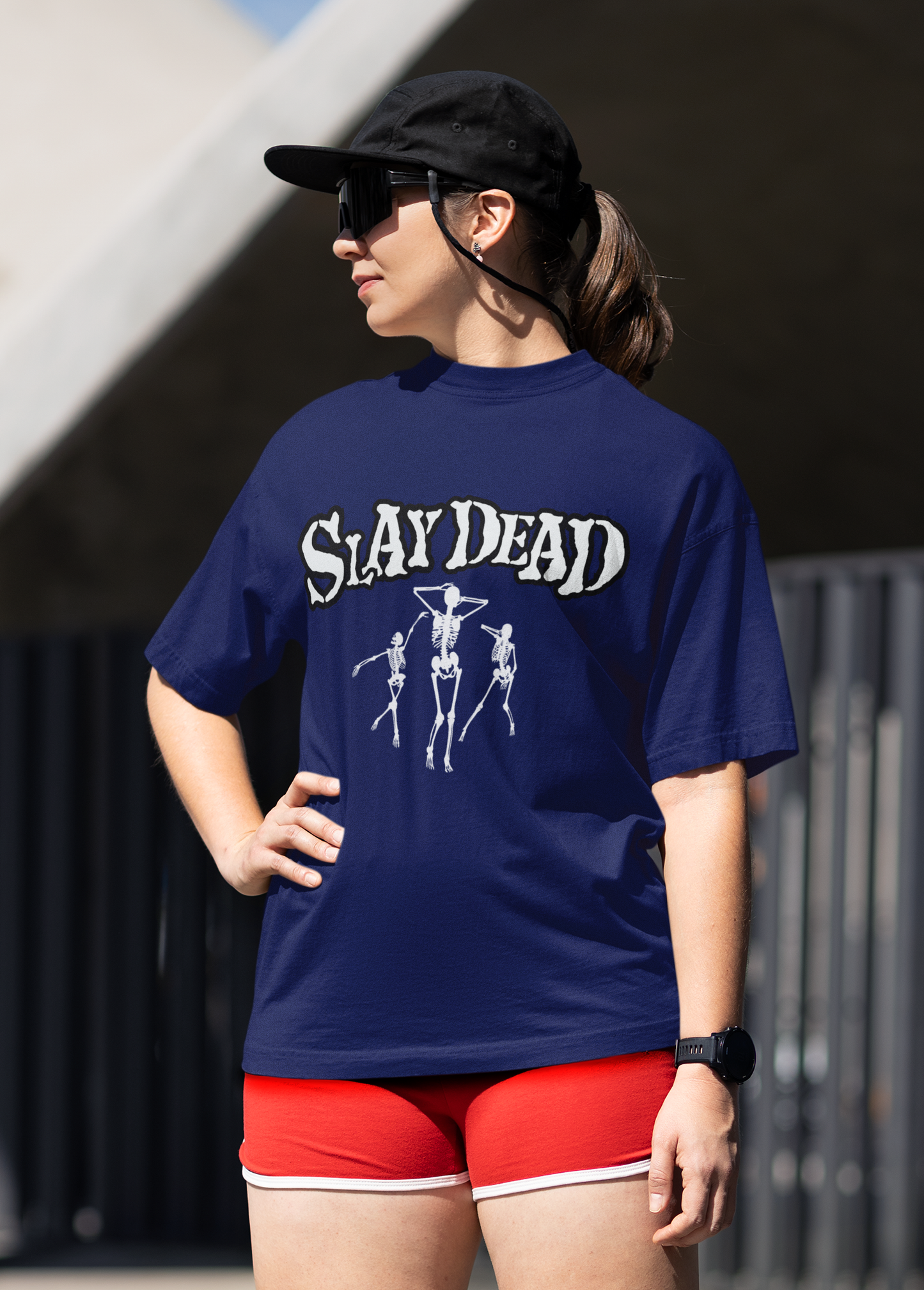Slay Dead – Dancing Skeleton Oversized Tee 🖤💀