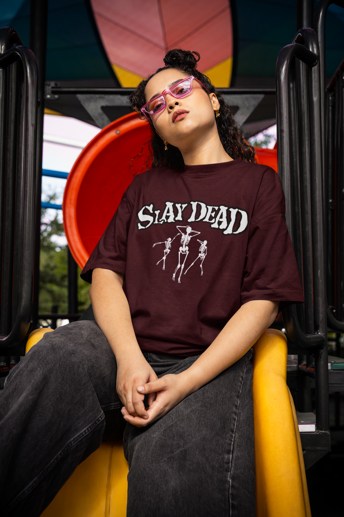 Slay Dead – Dancing Skeleton Oversized Tee 🖤💀